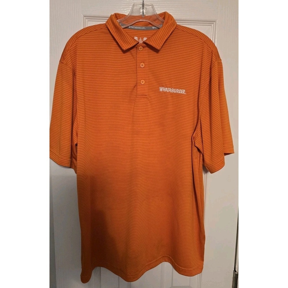 Whataburger Uniform Employee Embroidered Orange Polo Shirt Mens Large Fast Food